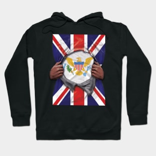 Virgin Islands Flag Great Britain Flag Ripped - Gift for Virgin Islander From Virgin Islands Hoodie